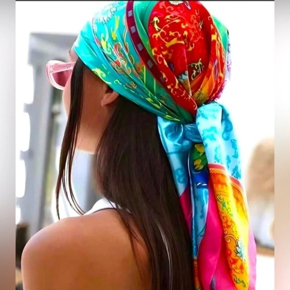 ✨NEW✨ Vibrant Multicolor faux Silk Scarf